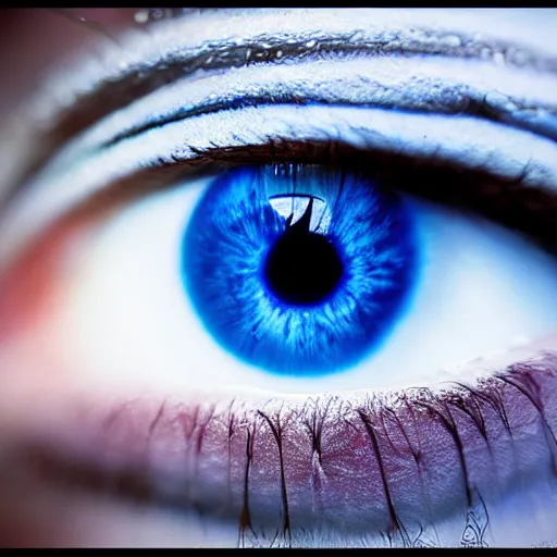 Prompt: beautiful blue eye stunning photo macro award winning