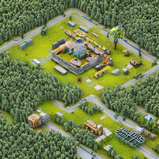 Image similar to isometric, miniature photography closeup, h0, 1:87, Meadow, highly detailed, satellite image, game map, anno 1602, cgsociety, artstation, unreal engine