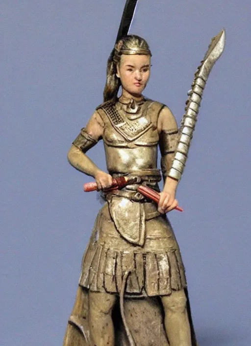 Prompt: Images on the store website, eBay, Miniature of a Female Ancient Warrior with Sword