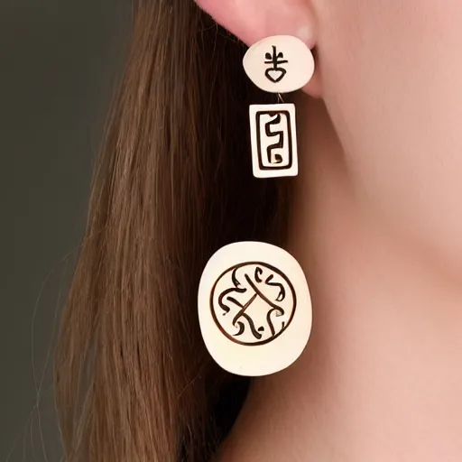 Prompt: segmented 2d earrings, magical symbols