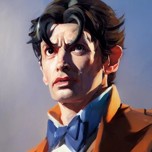 Image similar to greg manchess portrait painting of doctor who as overwatch character, medium shot, asymmetrical, profile picture, organic painting, sunny day, matte painting, bold shapes, hard edges, street art, trending on artstation, by huang guangjian and gil elvgren and sachin teng