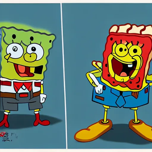 Image similar to SpongeBob, stepping to Mr Crabs, Trending on Artstation, Hiroaki Tsutsumi style