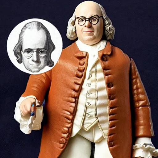 Image similar to “Benjamin Franklin as a 1980s action figure”