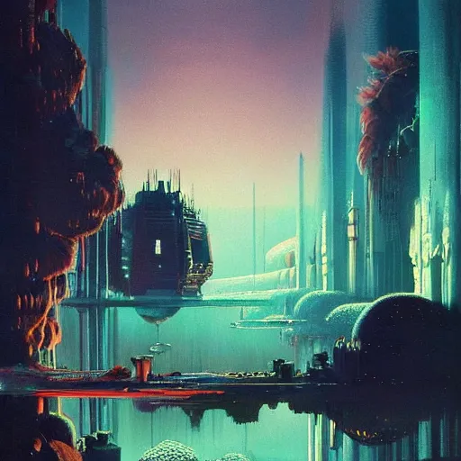 Image similar to a beautiful matte painting of a concoction of effervescent punkpastels by Dean Ellis, award winning, atmospheric, epic and stunning, intricate details, sense of awe, anthropomorphic, featured on artstation