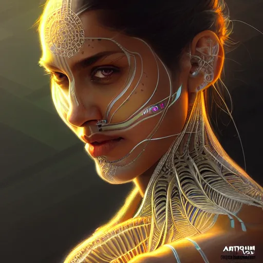 Prompt: ultra realistic illustration, an indian cyborg, transparent, static, intricate, elegant, highly detailed, digital painting, artstation, concept art, smooth, sharp focus, illustration, art by artgerm and greg rutkowski and alphonse mucha