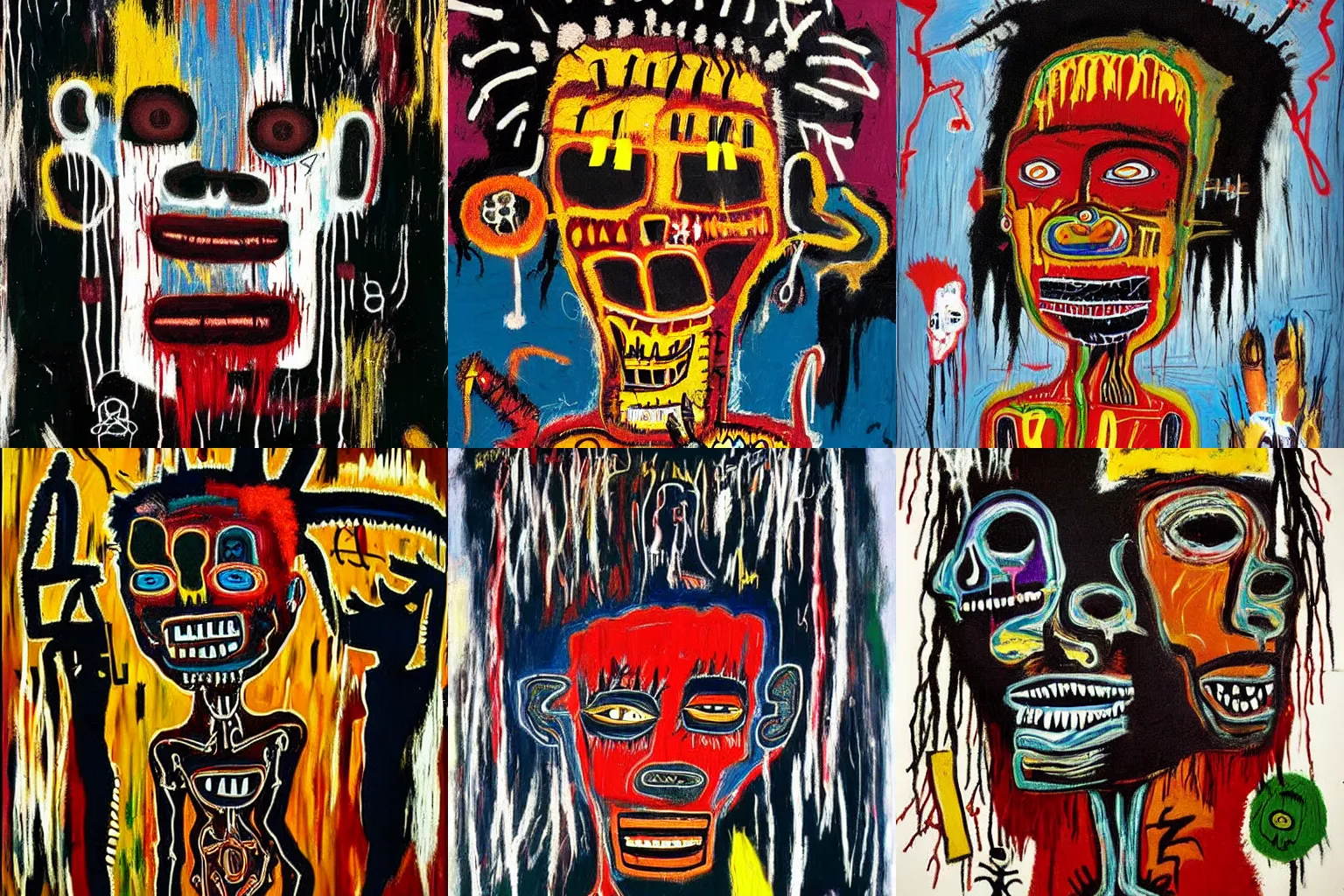 Image similar to extremely highly detailed scary African voodoo paintings by Jean-Michel Basquiat