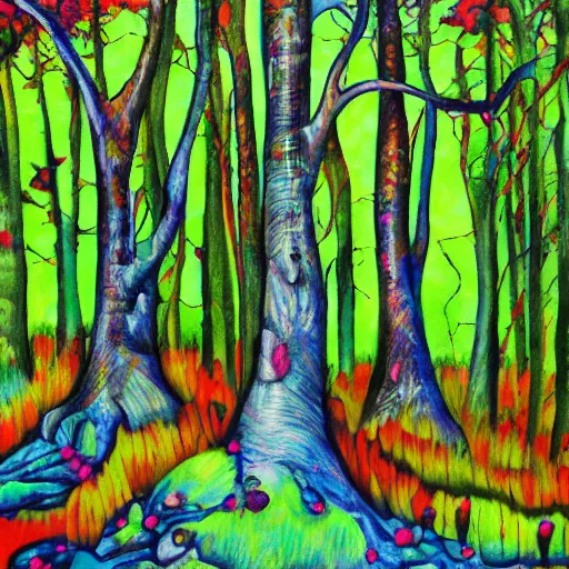 Prompt: a picture of a forest by an artist on DMT