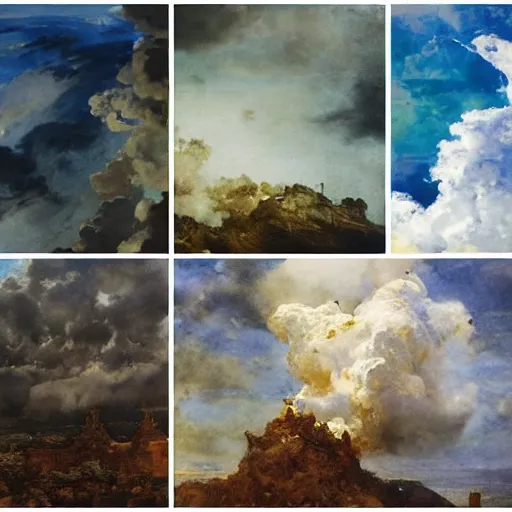 Image similar to A beautiful collage of a castle in the clouds. by Alexandre Cabanel, by Maggi Hambling energetic