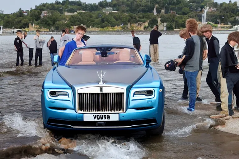 Image similar to stoned teenagers decided to drown Rolls-Royce