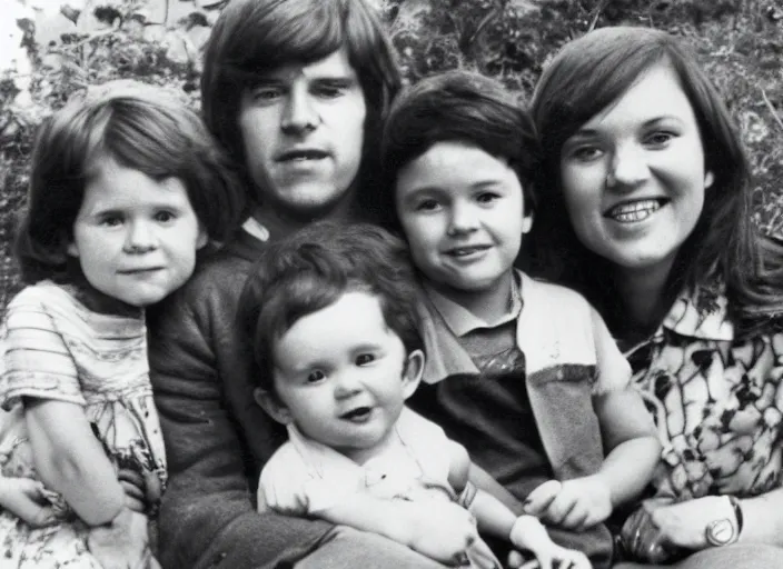 Image similar to a family of four in the 1 9 7 0 s