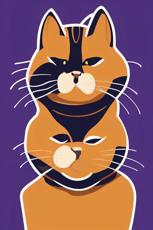 Image similar to Portrait of a cat that is a sumo wrestler, sticker, colorful, illustration, highly detailed, simple, smooth and clean vector curves, no jagged lines, vector art, smooth