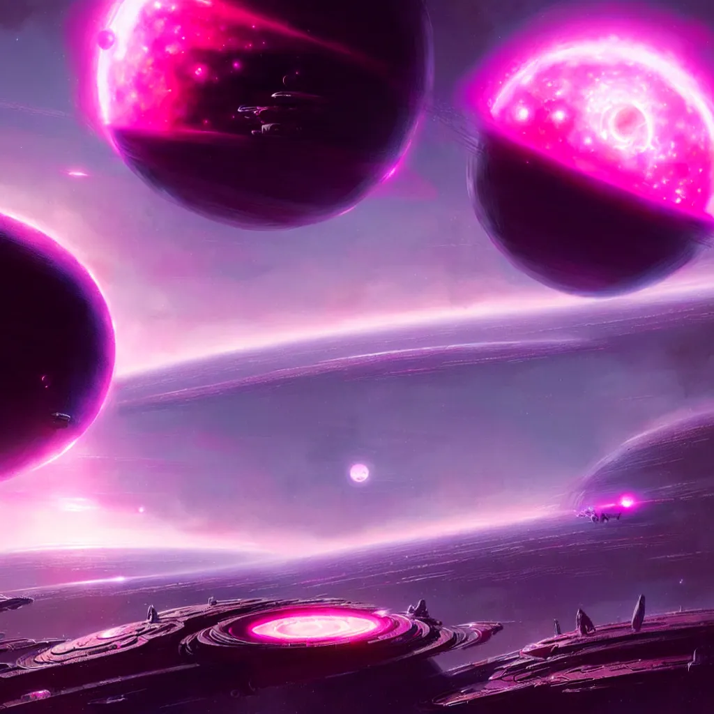 Image similar to dyson sphere program pink planet, concept art, by greg rutkowski