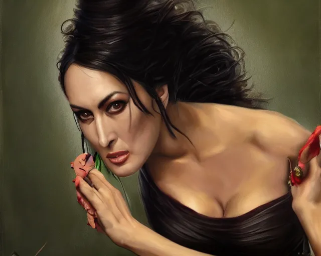 Prompt: beautiful painting of monica bellucci as sexy frankenstein's monster, realistic, shallow focus background, detailed, 8 k, artstation, dramatic lighting