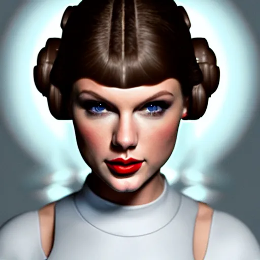 Image similar to Portrait of Taylor Swift as Princess Leia in Star Wars, professional digital painting, smooth, sharp focus, Unreal Engine 5, 8K