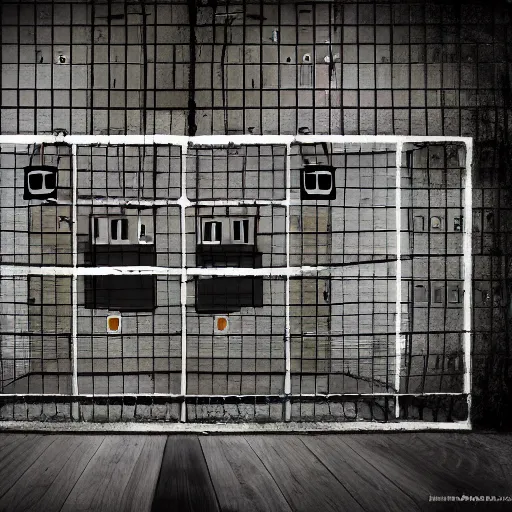 Image similar to a jail made for robots colour photo 8 k