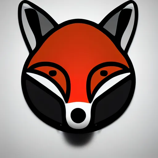 Image similar to an abstract, simplified icon depicting a fox's head with glowing eyes, glowing eyes, white background, elegant, award-winning, clever, render, blender, 3d, high quality, app, ios