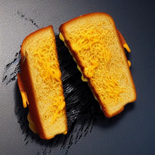 Prompt: A grilled cheese cryptid, 4k ultrarealistic render