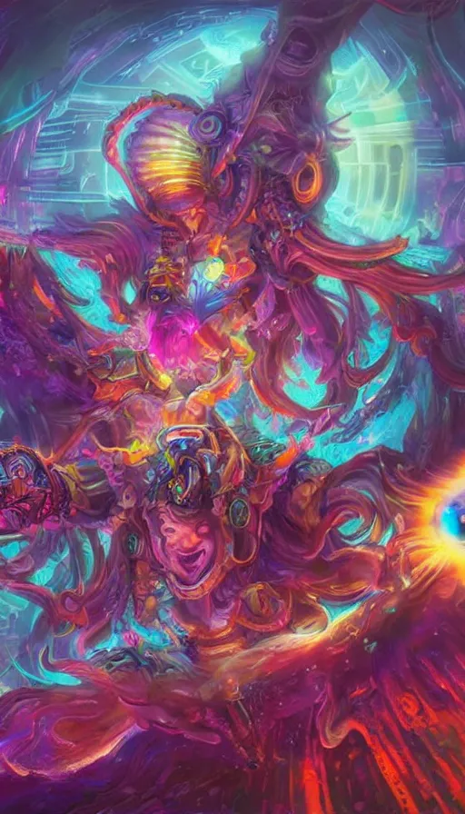 Image similar to psytrance artwork, by blizzard concept artists