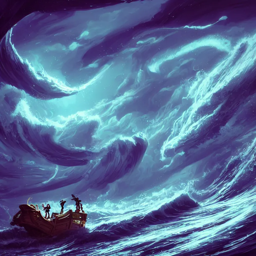 Image similar to treasure planet, kraken in stormy sea with huge waves, clouds, stars, rings, beautiful lighting, vivid colors, intricate, elegant, smooth, highly detailed digital painting, concept art, cinematic, unreal engine, wallpaper, by syd mead, terada katsuya, atey ghailan, svetlin velinov, makoto shinkai art style