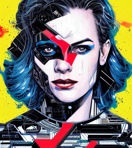 Image similar to portrait of an android, by DC comics and Sandra Chevrier