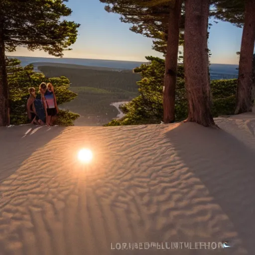 Image similar to three people watching the sun go down on the dune du pilat