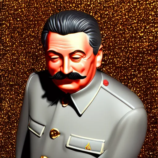 Prompt: stalin glitter figurine commerical, white background, 3d render