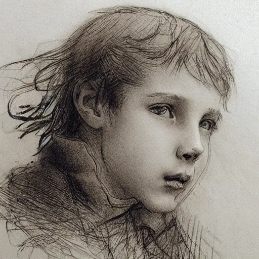 Charcoal Sketch of Child - Maniscalco Gallery