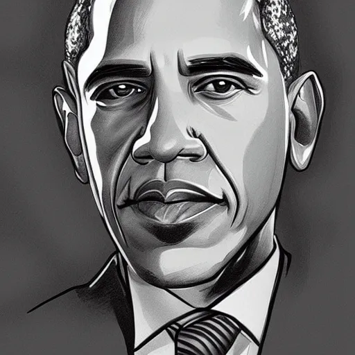 Prompt: Portrait of Obama, sketched by Rafael Albuquerque