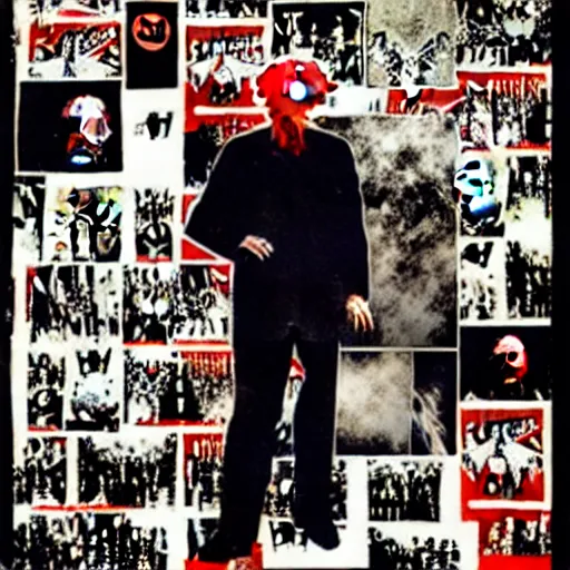 Image similar to a paper collage of armageddon, a god of death stands in the middle, kurt schwitters, richard hamilton, joe webb, chambliss giobbi, lynn skordal, derek gores, barbara kruger, jacques villegle.