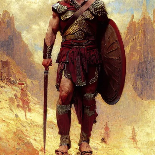 Prompt: Henry Cavill as a roman warrior, painting by Gaston Bussiere, Craig Mullins