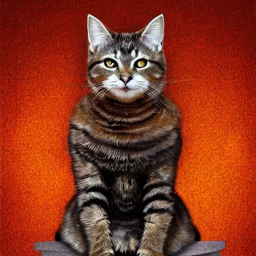 Image similar to portrait of orange marquess the cat, reneissance, sitting on throne, antropomorphic, fantasy digital art, art station