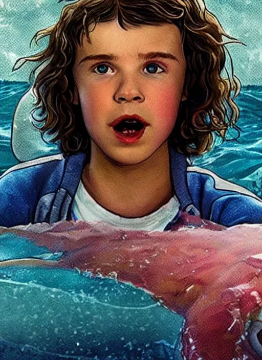 Image similar to Eddie from Stranger Things as a mermaid