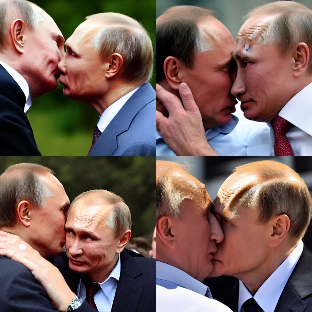 Prompt: vladimir putin kissing his boyfriend