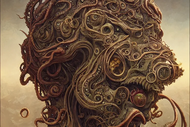 Image similar to a lovecraftian painting of cthulhu face of cosmic horror, cosmic horror elements, ultra realistic, concept art, intricate details, eerie, highly detailed, photorealistic, octane render, 8 k, unreal engine. art by artgerm and greg rutkowski and alphonse mucha