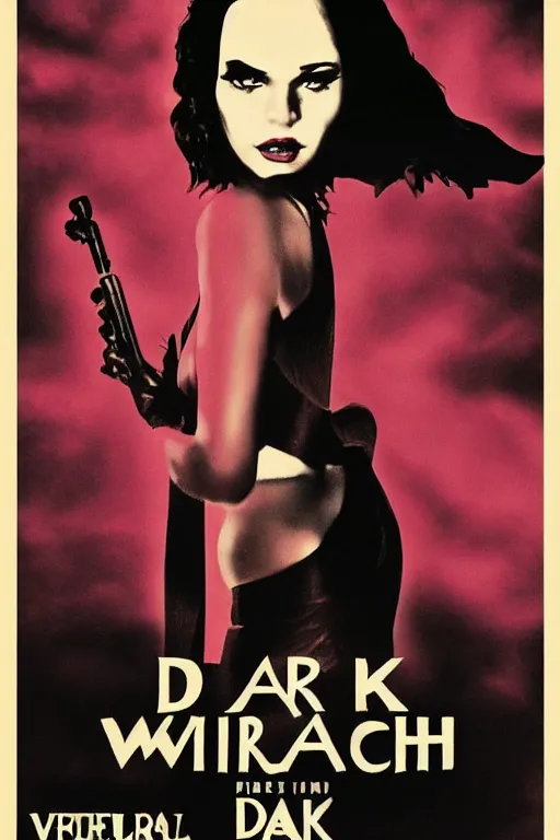 Image similar to movie poster for dark witch, in the style of pulp fiction
