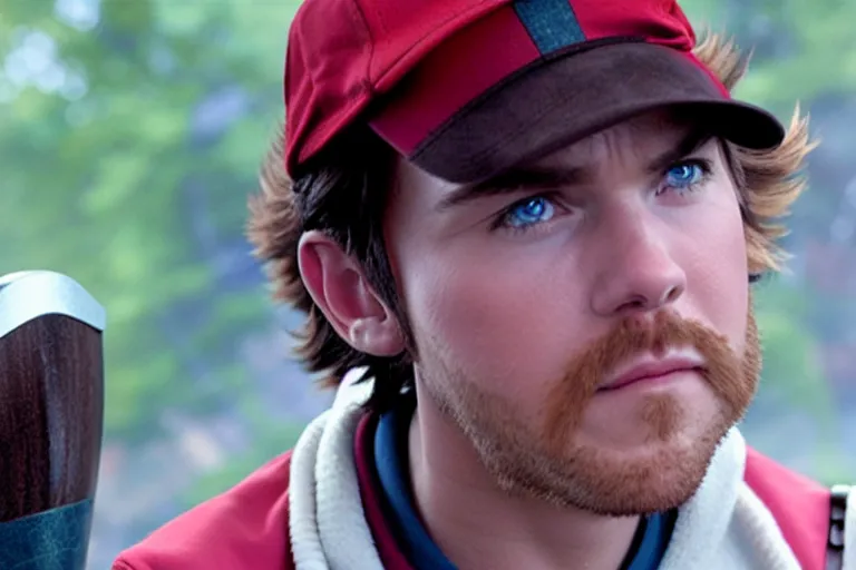 Image similar to live action film still of christ pratt as ash ketchum in the new sci - fi movie