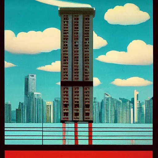 Image similar to A Singaporean propaganda poster designed by Rene Magritte