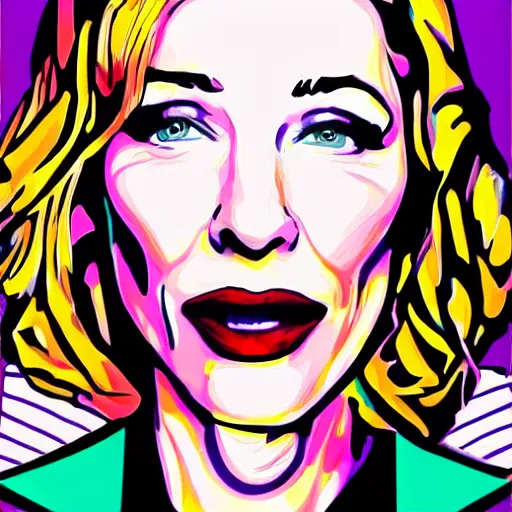 Image similar to pop art portrait of cate blanchett