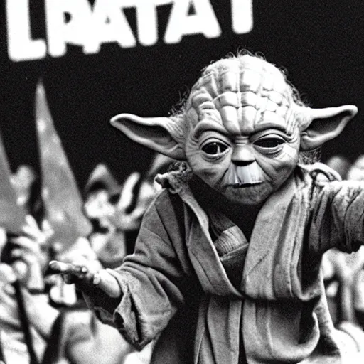 Image similar to yoda performing at woodstock