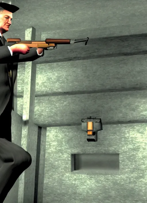 Image similar to screenshot of david lynch in goldeneye 6 4 for nintendo 6 4, n 6 4