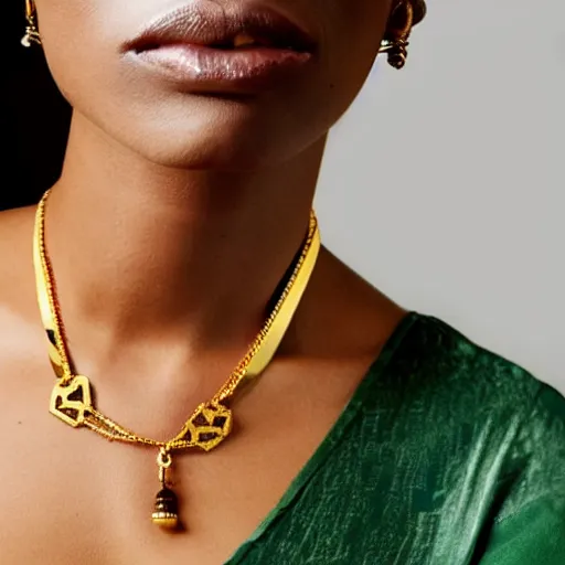 Prompt: gold jewelry design inspired by africa and brazil