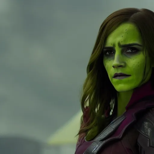 Image similar to Film still of Emma Watson as Gamora, from Guardians of the Galaxy Vol. 2 (2017)