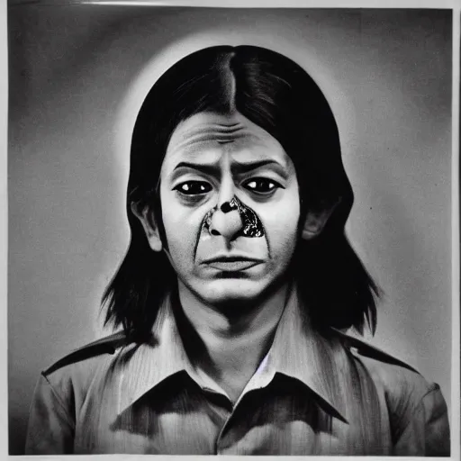 Image similar to expired fuji film photograph portrait still of indian horror film character from tv show from 1 9 6 7, hyperrealism, directed by steven spielberg and satyajit ray