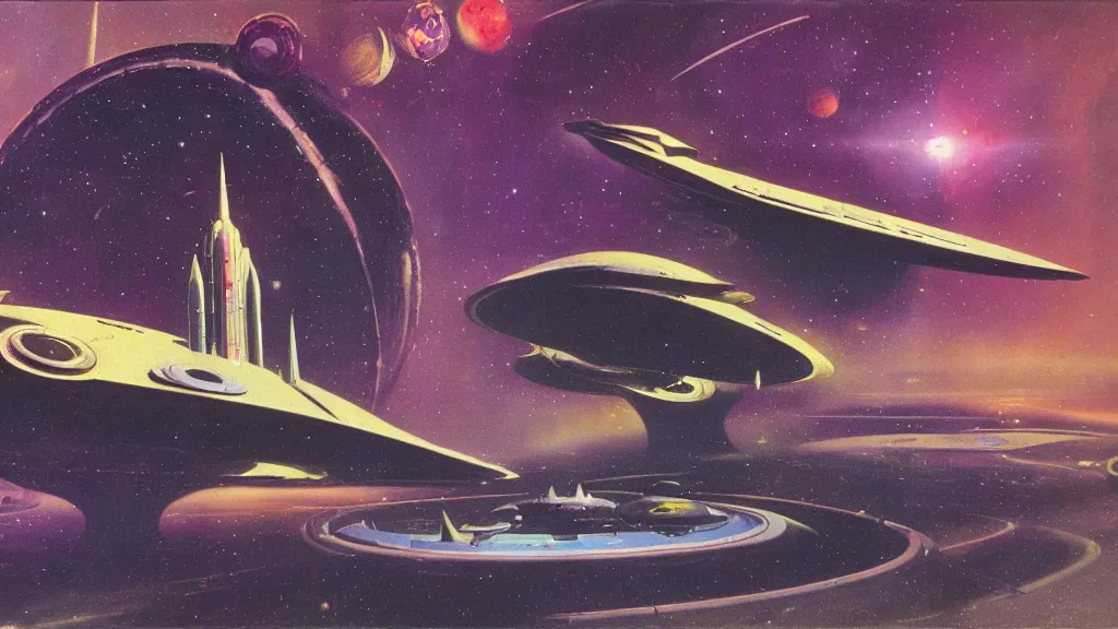 Image similar to spaceship design by paul lehr and jack gaughan and john schoenherr, cinematic matte painting