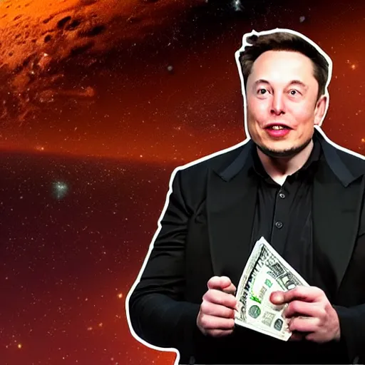 Image similar to Elon musk on the Mars Dollar bill