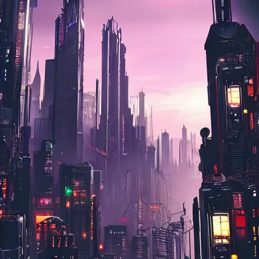 Image similar to victorian cyberpunk cityscape