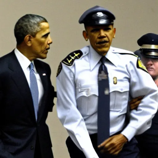 Image similar to blurry still of obama being arrested, grain