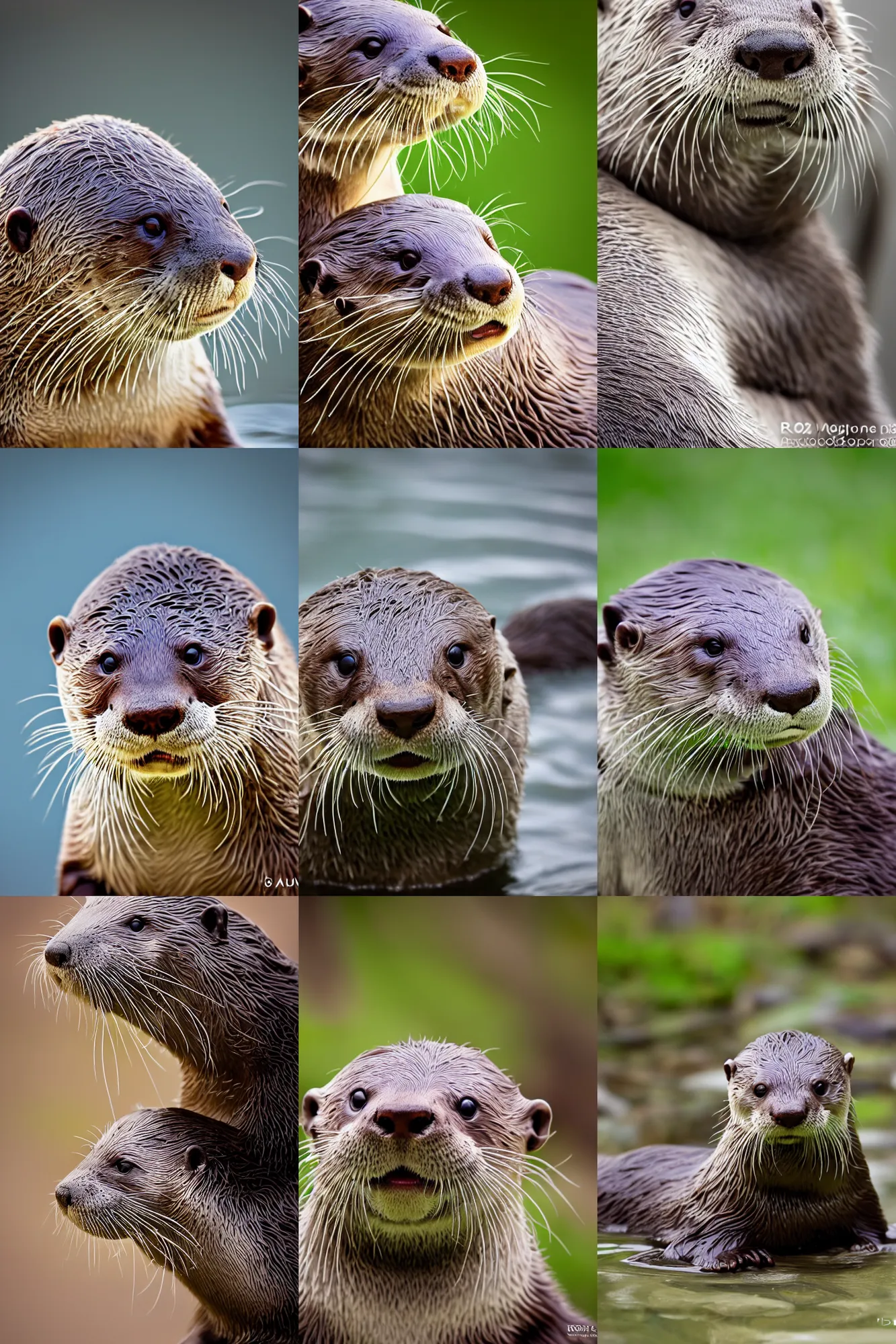 Prompt: an otter wearing a fake mustache, nature photography, 2 0 0 mm, f / 2. 8, bokeh, very detailed