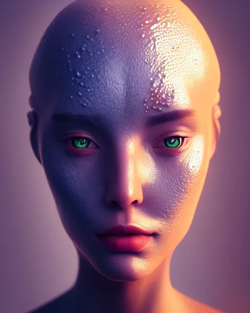 Image similar to face, portrait of a beautiful slime woman | | artgerm, deviantart, realistic, dramatic shadowing, 8 k, hd, octane render, perfect