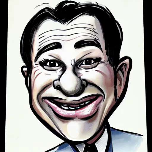 Image similar to a caricature portrait of Mark Walberg drawn by Mort Drucker Mad Magazine